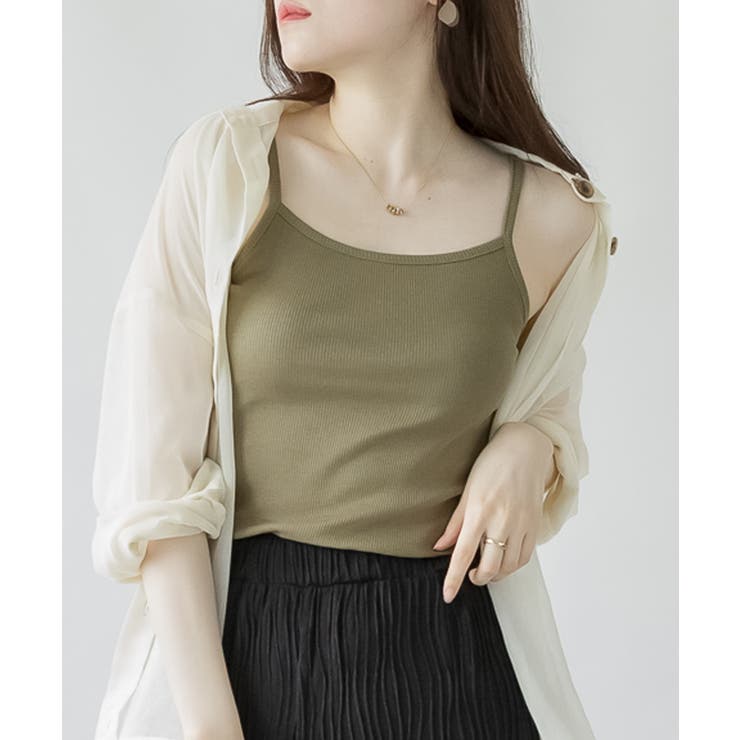 KHAKI | コットンリブキャミソール カットソー インナー | JungleJalopy