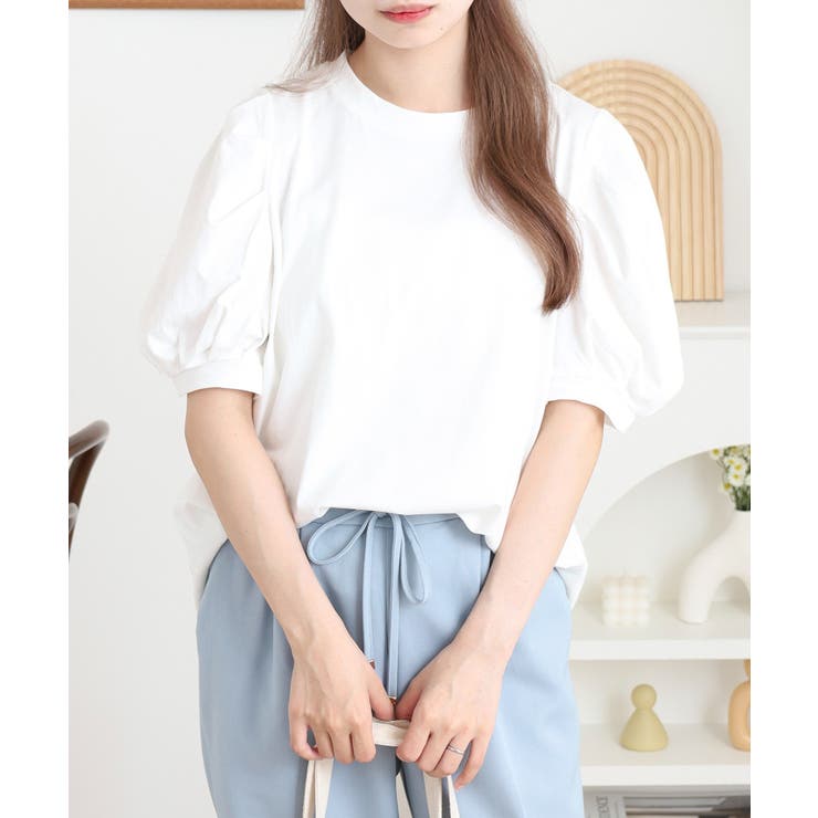 ラウンドネックパフスリーブ半袖Tシャツ レディース | JungleJalopy | 詳細画像6 