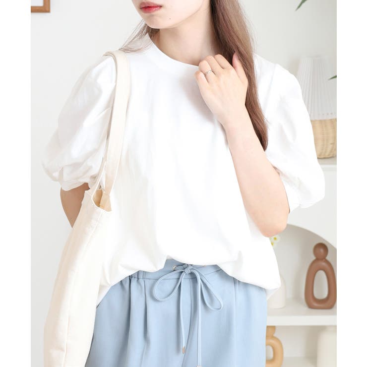 ラウンドネックパフスリーブ半袖Tシャツ レディース | JungleJalopy | 詳細画像7 