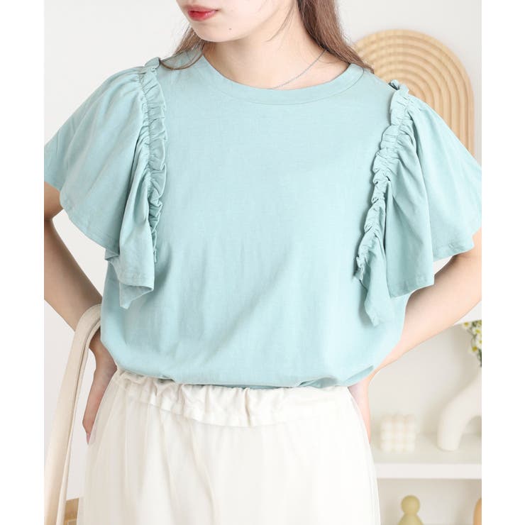 ショルダーフリルフレンチスリーブTシャツ レディース | JungleJalopy | 詳細画像20 