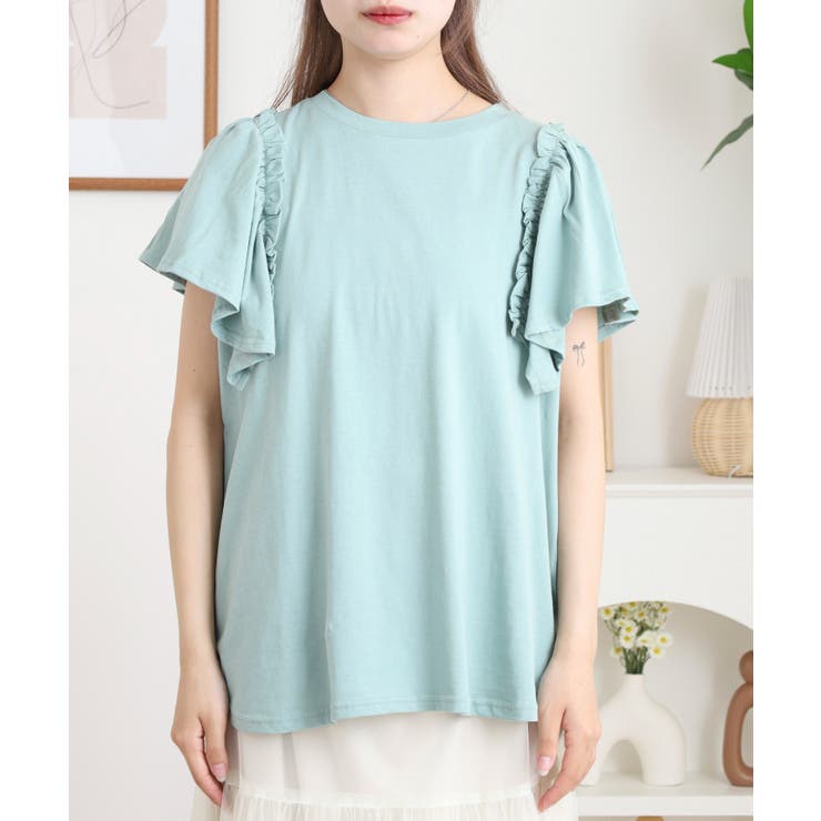 ショルダーフリルフレンチスリーブTシャツ レディース | JungleJalopy | 詳細画像27 