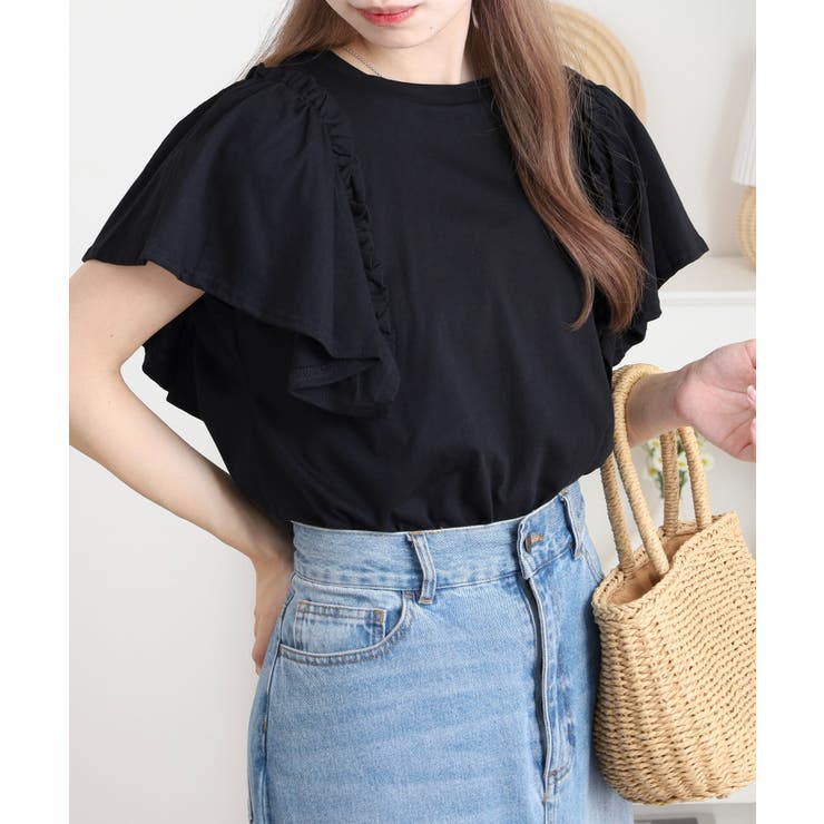 ショルダーフリルフレンチスリーブTシャツ レディース | JungleJalopy | 詳細画像8 