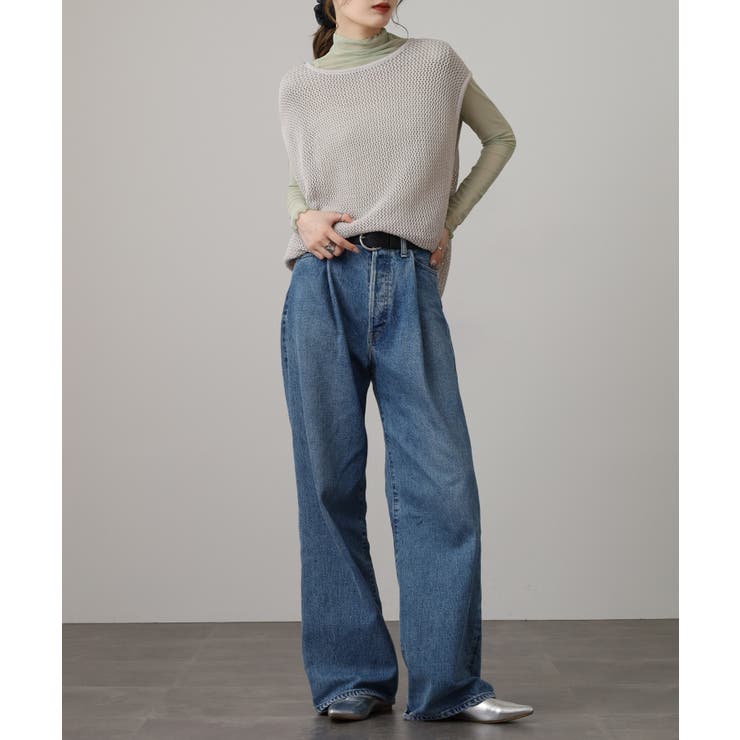 メッシュノースリーブニットトップス レディース 大きいサイズ | JungleJalopy | 詳細画像7 