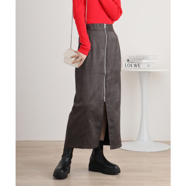 スエードポンチWジップナロースカート 冬 レディース[品番