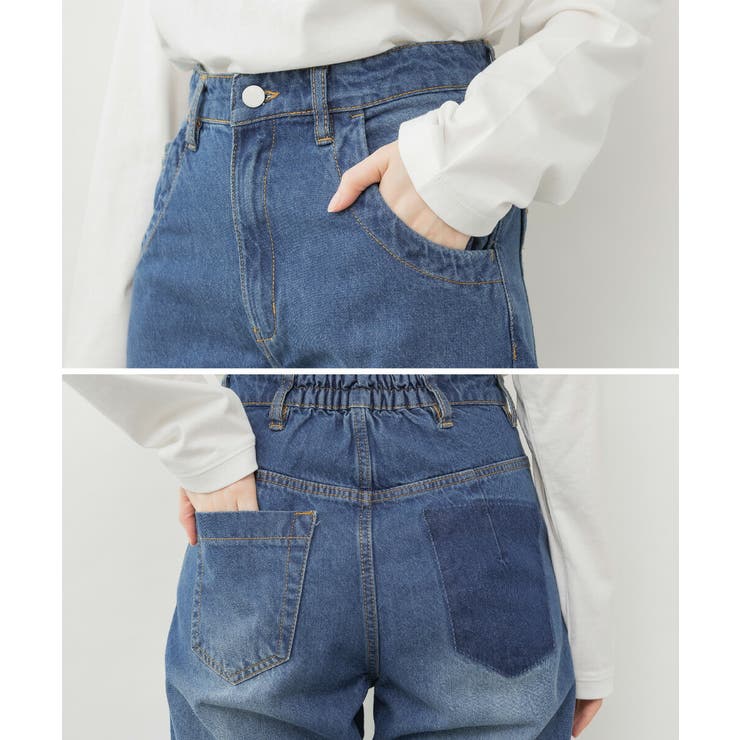 ヴィンテージ風ポケット加工セミワイドパンツ デニムパンツ レディース | JungleJalopy | 詳細画像7 