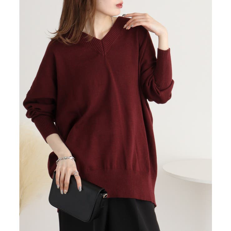 Vネックリブドルマンセーター | JungleJalopy | 詳細画像6 