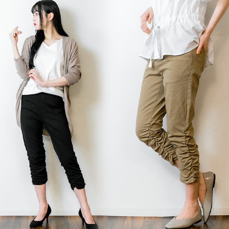 裾くしゅ美脚パンツ レディース 7分丈[品番：BEKW0000517