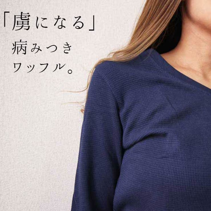 ワッフルVネック長袖Tシャツ ロングスリーブカットソー ロンt | JungleJalopy | 詳細画像9 
