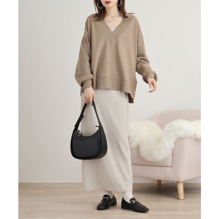 ミニ裏毛Vネックサイドスリットスウェット 大きいサイズ レディース | JungleJalopy | 詳細画像4 