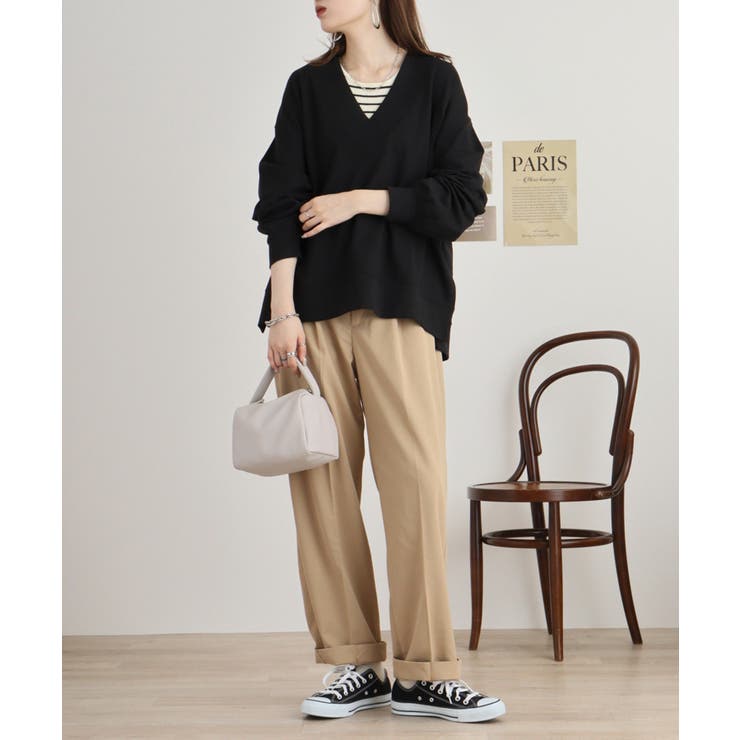 ミニ裏毛Vネックサイドスリットスウェット 大きいサイズ レディース | JungleJalopy | 詳細画像8 