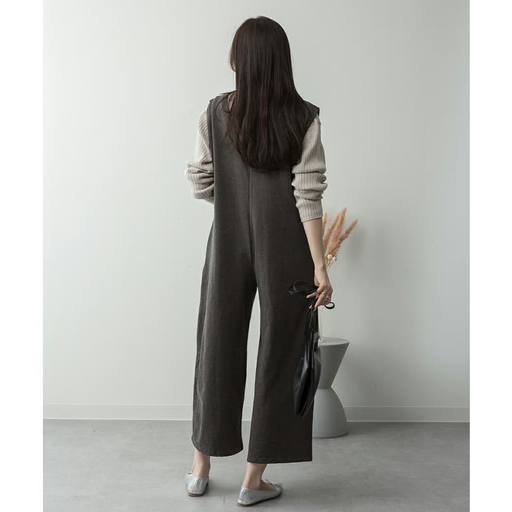 ミニ裏毛ディープVネックコットンジャンプスーツ レディース 大きいサイズ | JungleJalopy | 詳細画像10 