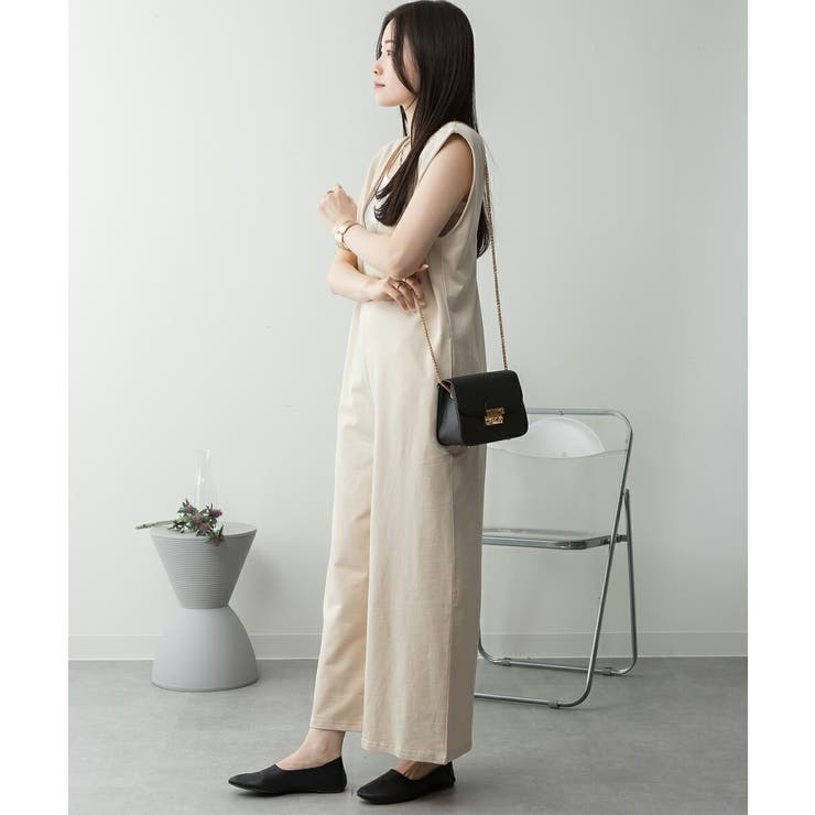 ミニ裏毛ディープVネックコットンジャンプスーツ レディース 大きいサイズ | JungleJalopy | 詳細画像12 