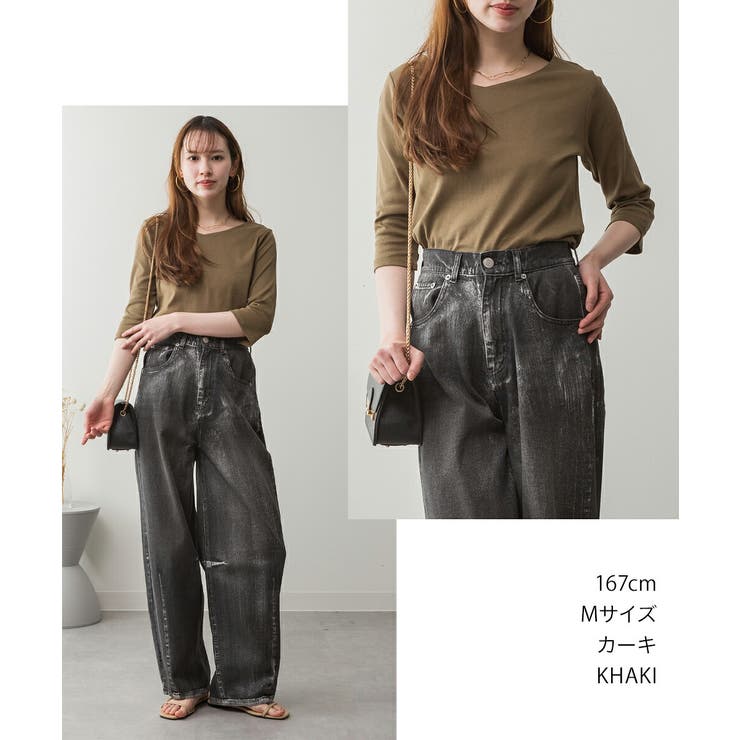 Vネック七分袖 プルオーバー トップス | JungleJalopy | 詳細画像5 