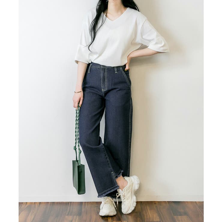 M・L・LL・3L・4L】サイドスリット裾加工パンツ[品番