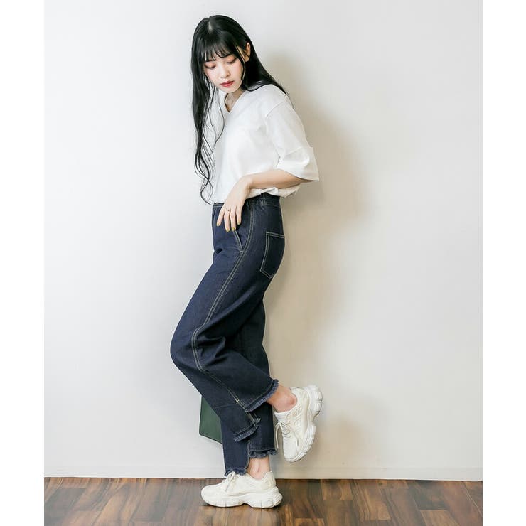 M・L・LL・3L・4L】サイドスリット裾加工パンツ[品番 M・L・LL・3L・4L】サイドスリット裾加工パンツ[品番