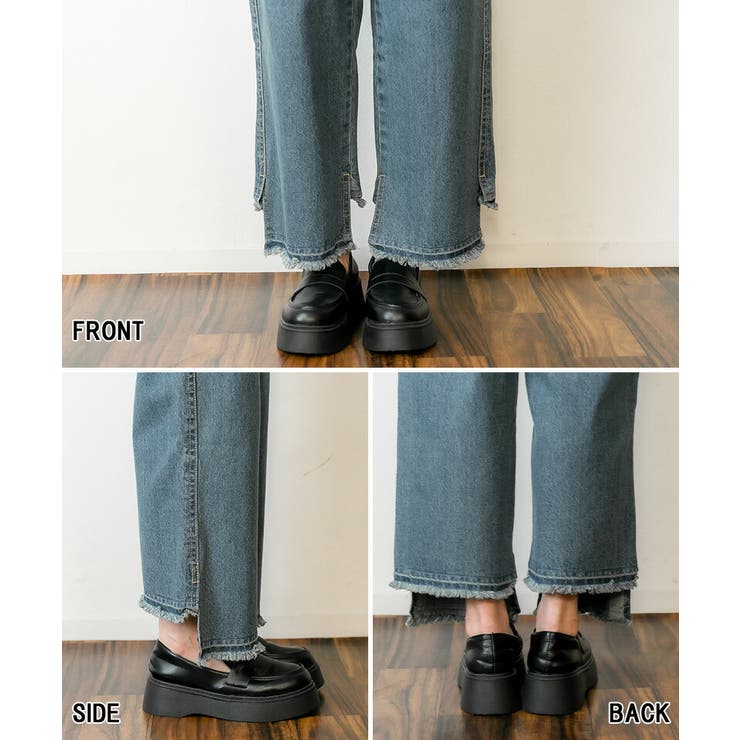 M・L・LL・3L・4L】サイドスリット裾加工パンツ[品番