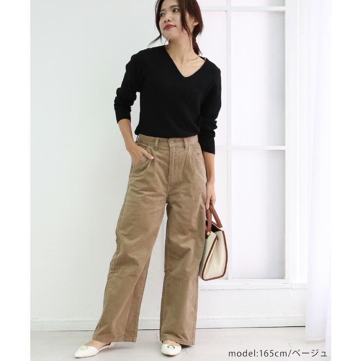 M・L・LL・3L・4L】ストレッチコーデュロイワイドパンツ[品番