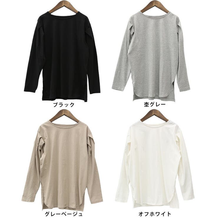 M-L・LL-3L・4L-5L】袖タックロングスリーブカットソー[品番
