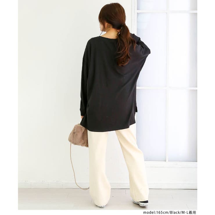 やわらかヘビーコットンクルーネックロングTシャツ[品番