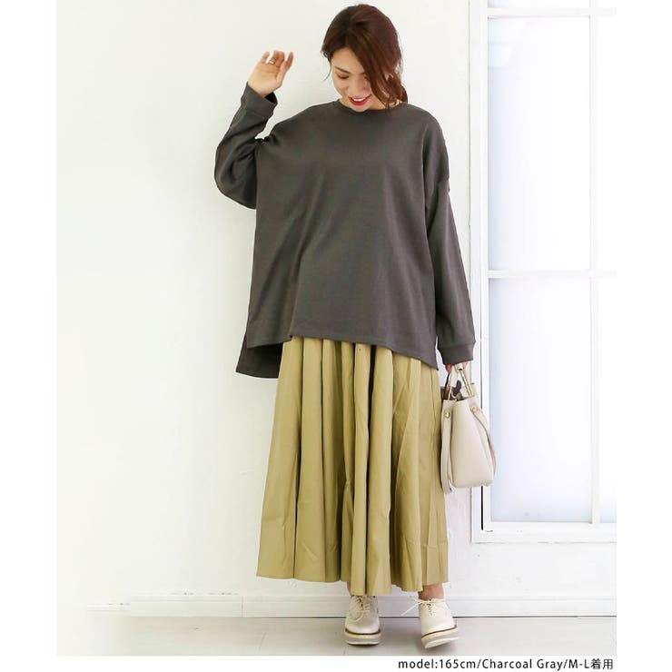 やわらかヘビーコットンクルーネックロングTシャツ[品番