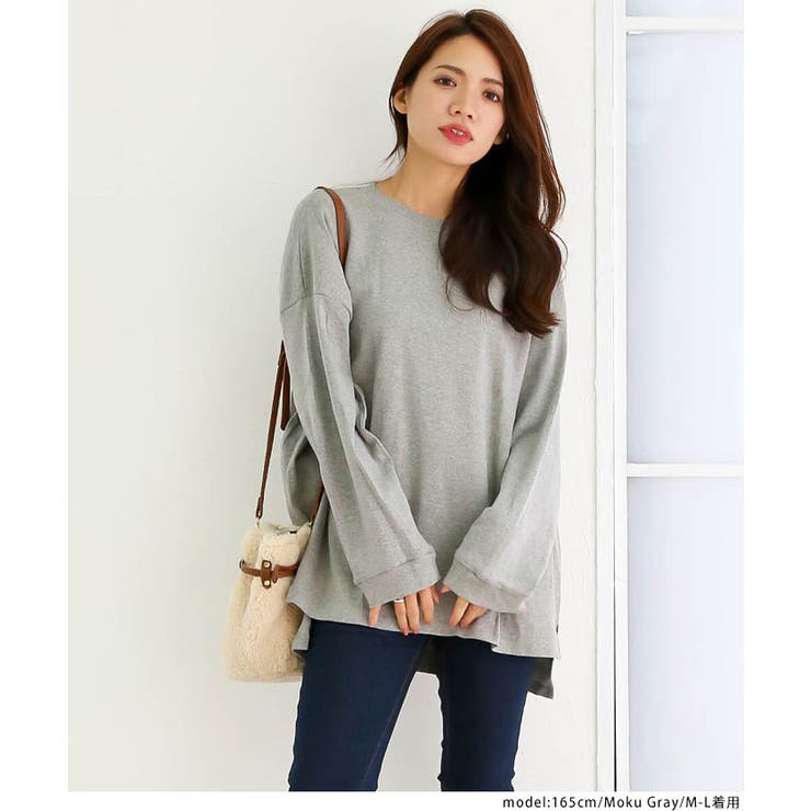 tシャツ やわらかヘビーコットンクルーネックロングTシャツ レディース やわらかヘビーコットンクルーネックロングTシャツ[品番