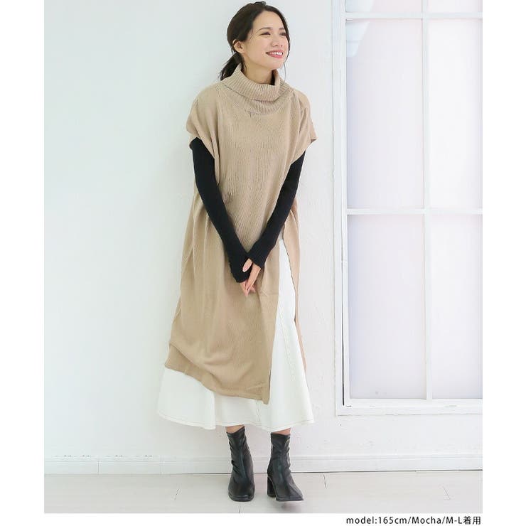 ハイネックロングベスト レディース ニット[品番：BEKW0000460