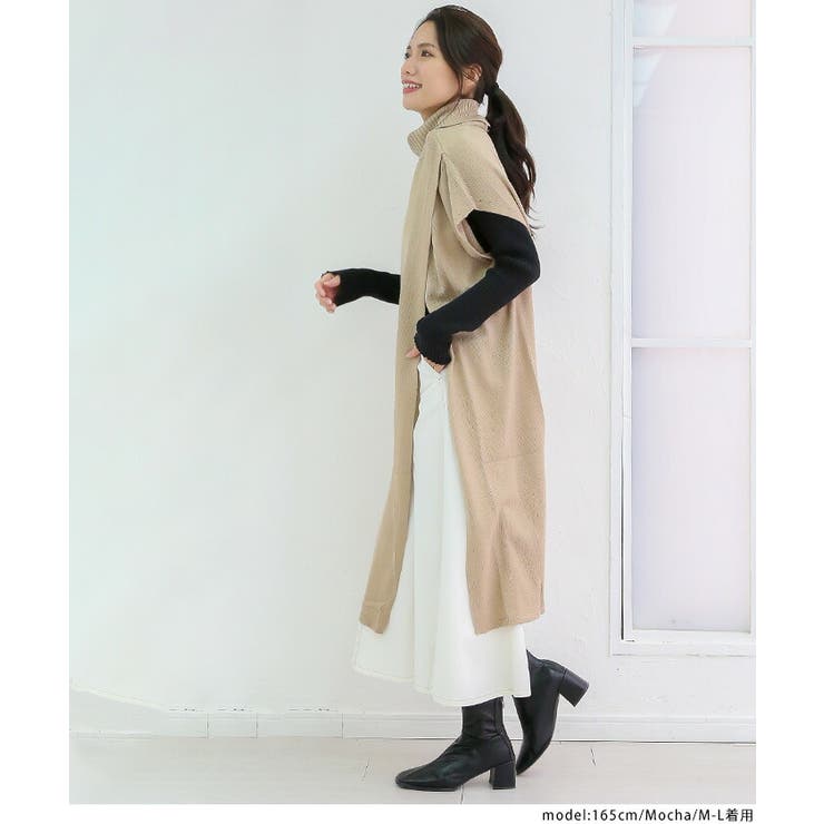 ハイネックロングベスト レディース ニット[品番：BEKW0000460