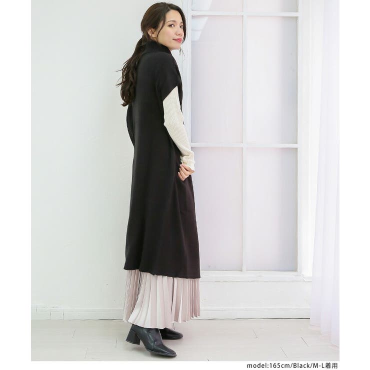 ハイネックロングベスト レディース ニット[品番：BEKW0000460