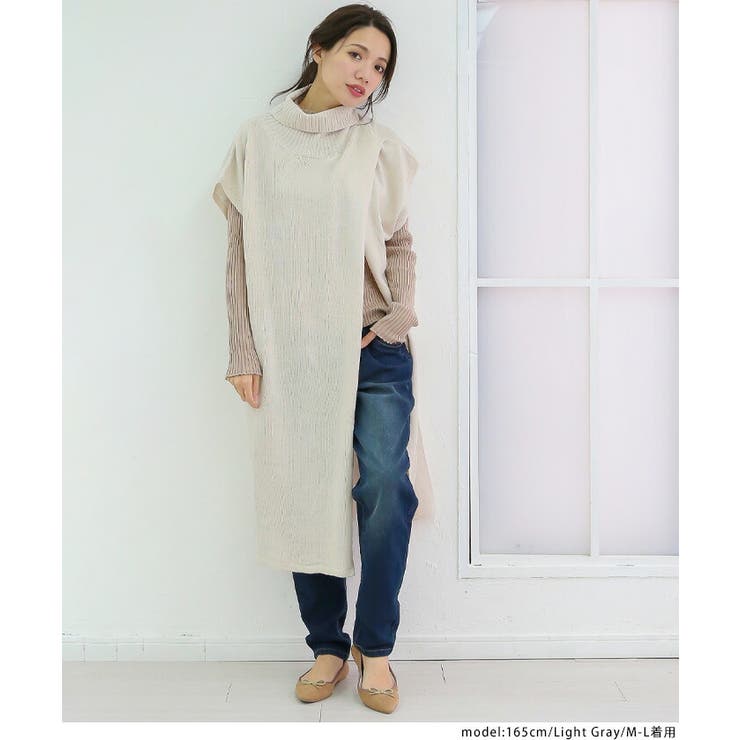 ハイネックロングベスト レディース ニット[品番：BEKW0000460