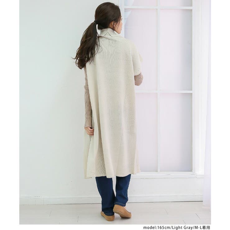ハイネックロングベスト レディース ニット ベスト ロングベスト 秋 秋服