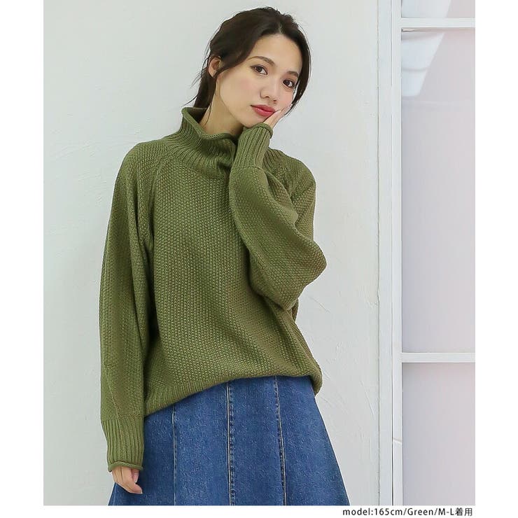 日本人気超絶の M-L・LL-3L・4L-5L】チャンキー鹿の子編みセーター[品番 トップス