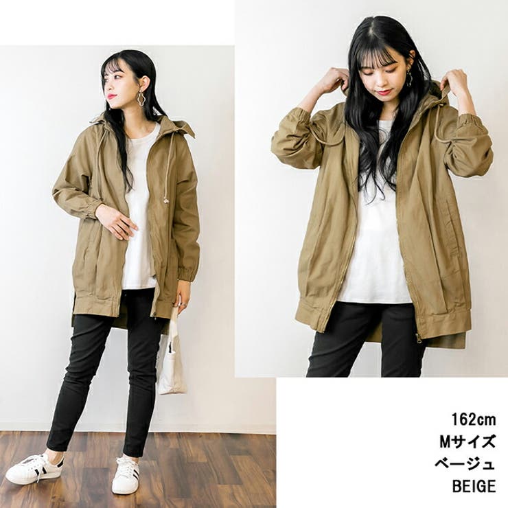 本店は M・L・LL・3L・4L】裾タックフードジャケット[品番：BEKW0000170 ジャケット・アウター