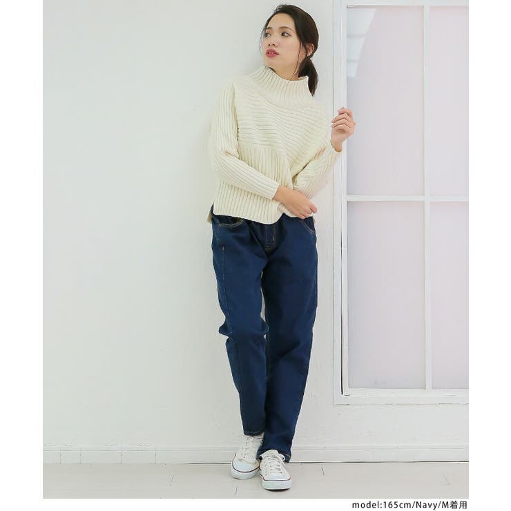 M・L・LL・3L・4L】ウエストゴムテーパードデニムパンツ[品番