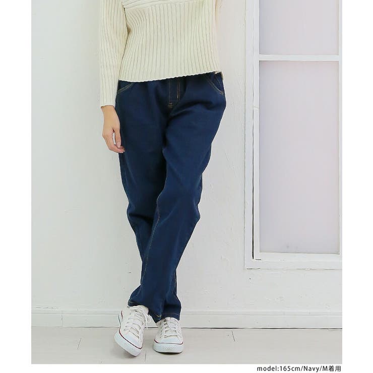 ダークデニムパンツ Lサイズ ウエストゴム GOLDJAPAN 大きいサイズ レディース パンツ ジーンズ デニム