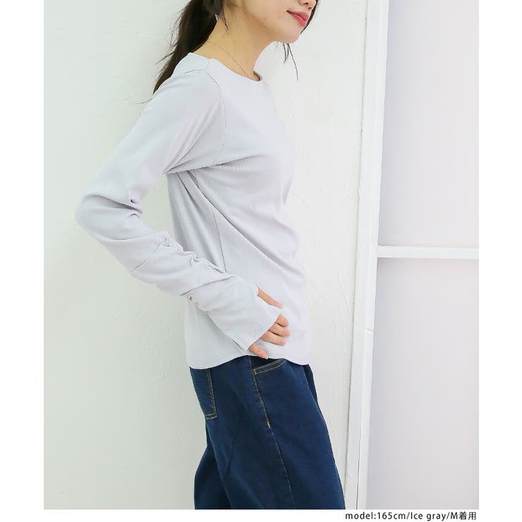M・L・LL・3L・4L】ボートネック指空きTシャツ[品番