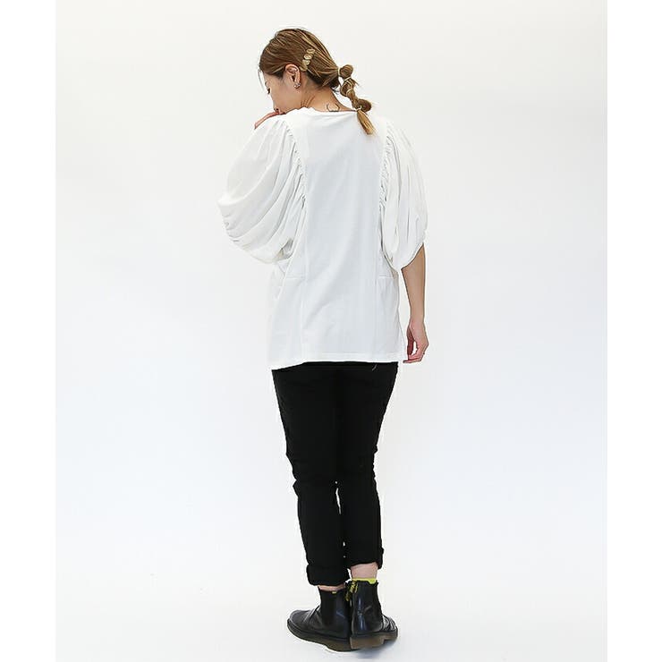 【M-L・LL-3L・4L-5L】ギャザー袖ドルマンカットソー | JungleJalopy | 詳細画像9 