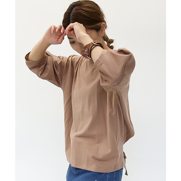 【M-L・LL-3L・4L-5L】バックリボンぽわん袖Tシャツ | JungleJalopy | 詳細画像15 