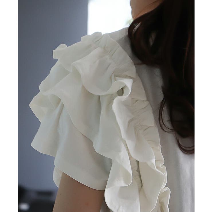 【M-L・LL-3L・4L-5L】片袖フリル デザインカットソー | JungleJalopy | 詳細画像9 