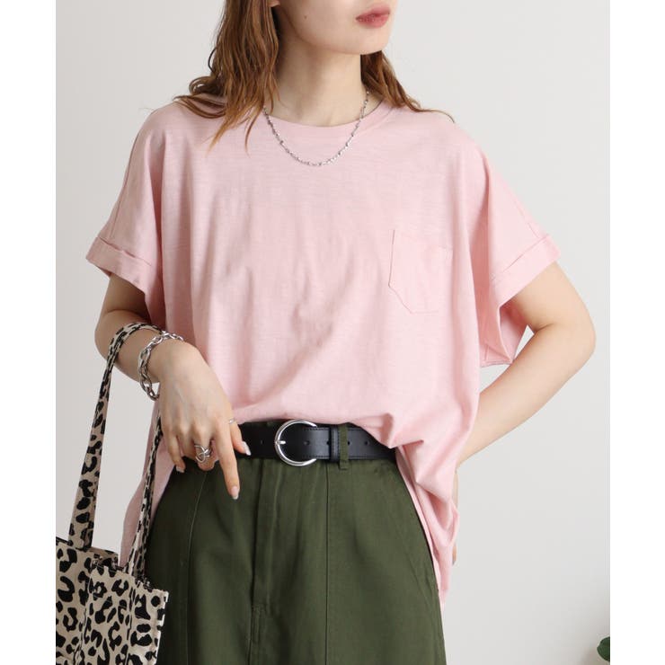 【M L】オーバーサイズポケット付きUネックTee Tシャツ | JungleJalopy | 詳細画像1 