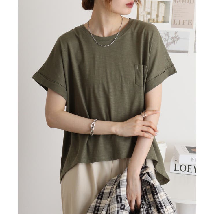 【M L】オーバーサイズポケット付きUネックTee Tシャツ | JungleJalopy | 詳細画像56 