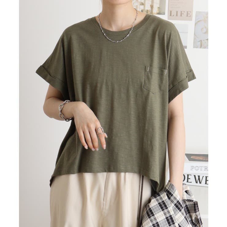 【M L】オーバーサイズポケット付きUネックTee Tシャツ | JungleJalopy | 詳細画像8 