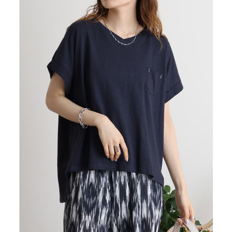 【M L】オーバーサイズポケット付きVネックTee Tシャツ | JungleJalopy | 詳細画像23 