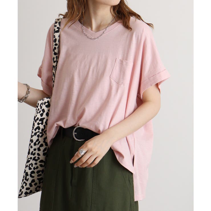 【M L】オーバーサイズポケット付きVネックTee Tシャツ | JungleJalopy | 詳細画像28 