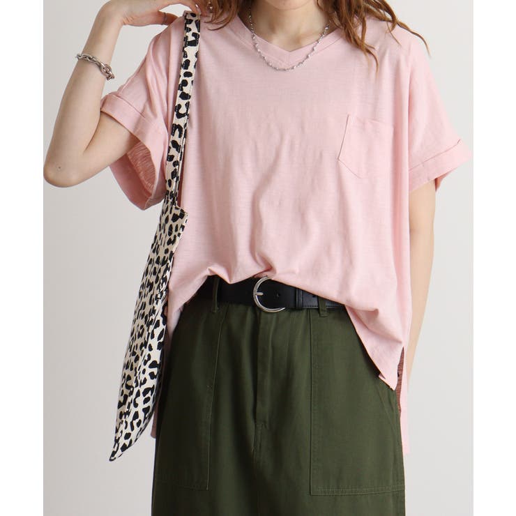 【M L】オーバーサイズポケット付きVネックTee Tシャツ | JungleJalopy | 詳細画像29 