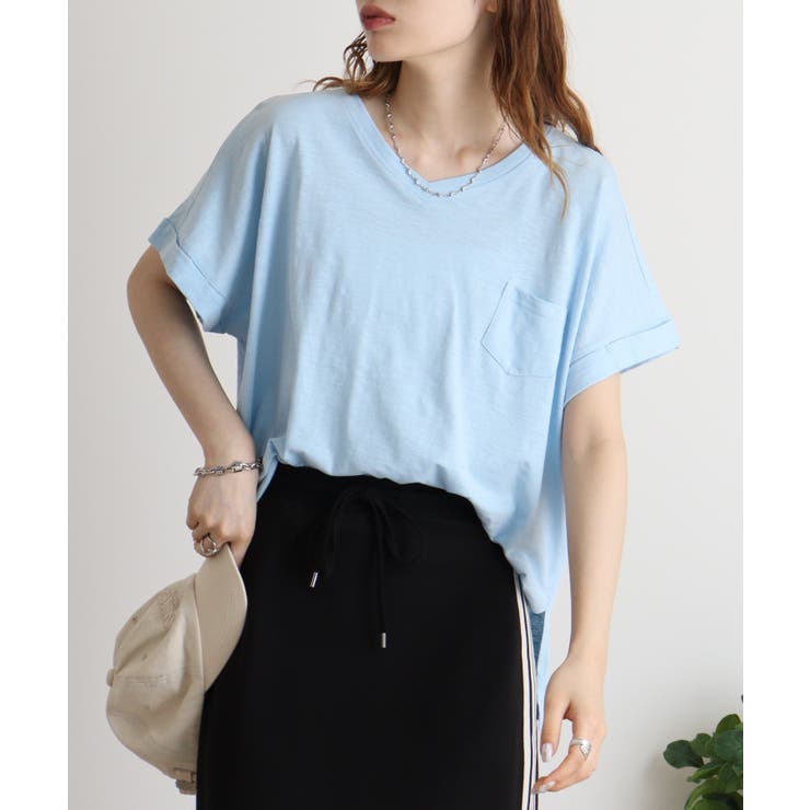 【M L】オーバーサイズポケット付きVネックTee Tシャツ | JungleJalopy | 詳細画像47 