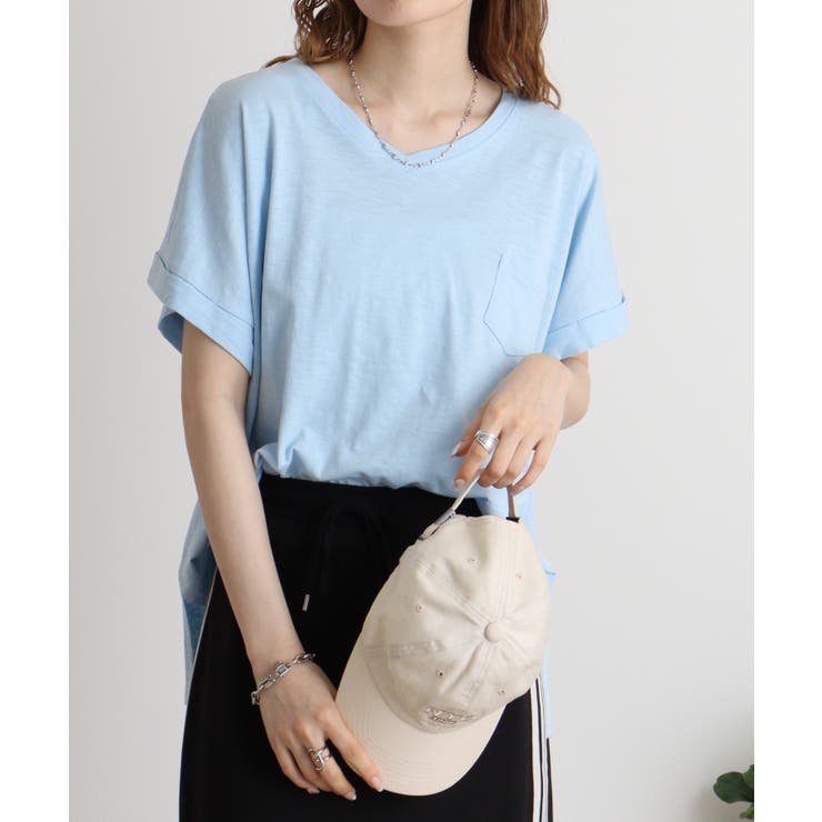 【M L】オーバーサイズポケット付きVネックTee Tシャツ | JungleJalopy | 詳細画像48 