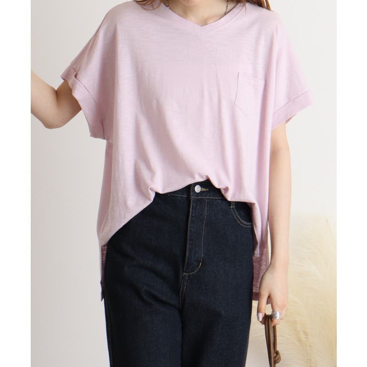 【M L】オーバーサイズポケット付きVネックTee Tシャツ | JungleJalopy | 詳細画像62 