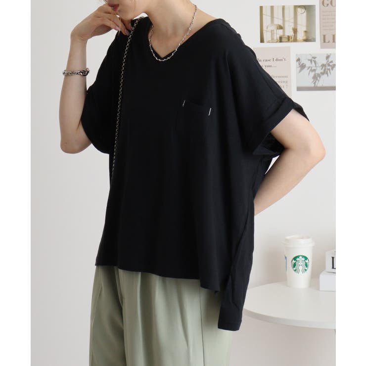 【M L】オーバーサイズポケット付きVネックTee Tシャツ | JungleJalopy | 詳細画像64 