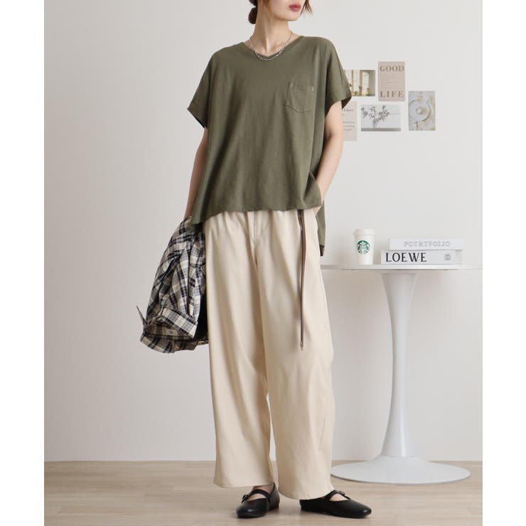 【M L】オーバーサイズポケット付きVネックTee Tシャツ | JungleJalopy | 詳細画像72 