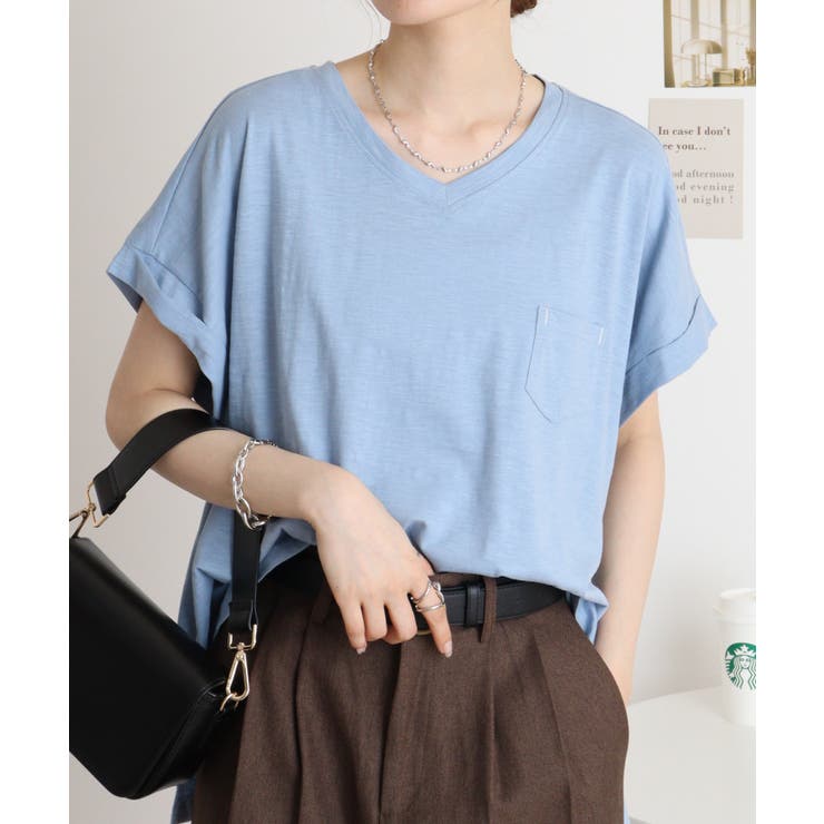 【M L】オーバーサイズポケット付きVネックTee Tシャツ | JungleJalopy | 詳細画像75 